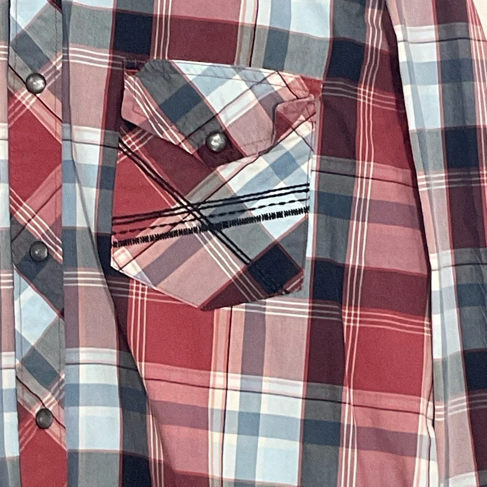Wrangler 20X Competition Red Plaid Button Western Cowboy Shirt Men’s Size Large - Picture 6 of 10